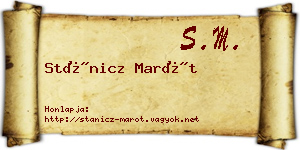 Stánicz Marót névjegykártya
